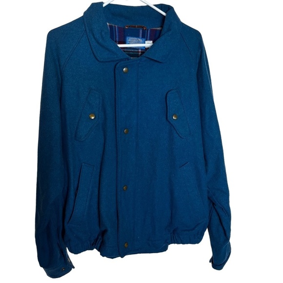 Vintage Pendleton size Large teal blue wool lined coat - Picture 1 of 16